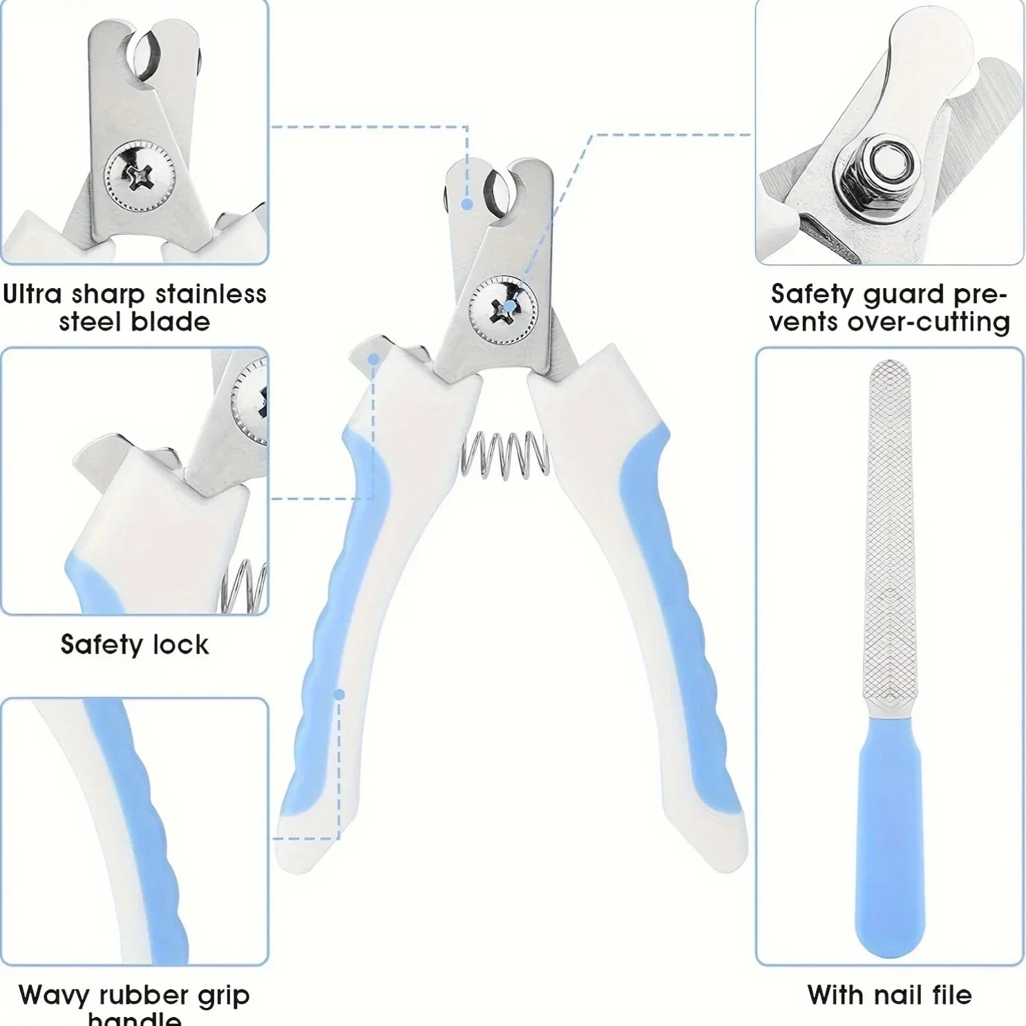 9 darabos kisállat-kozmetikai készlet, tartalmaz szőrtelenítő kefét, bolhairtó kefét, fürdőkefét, körömvágót és fogkefét, valamint tárolótáskát